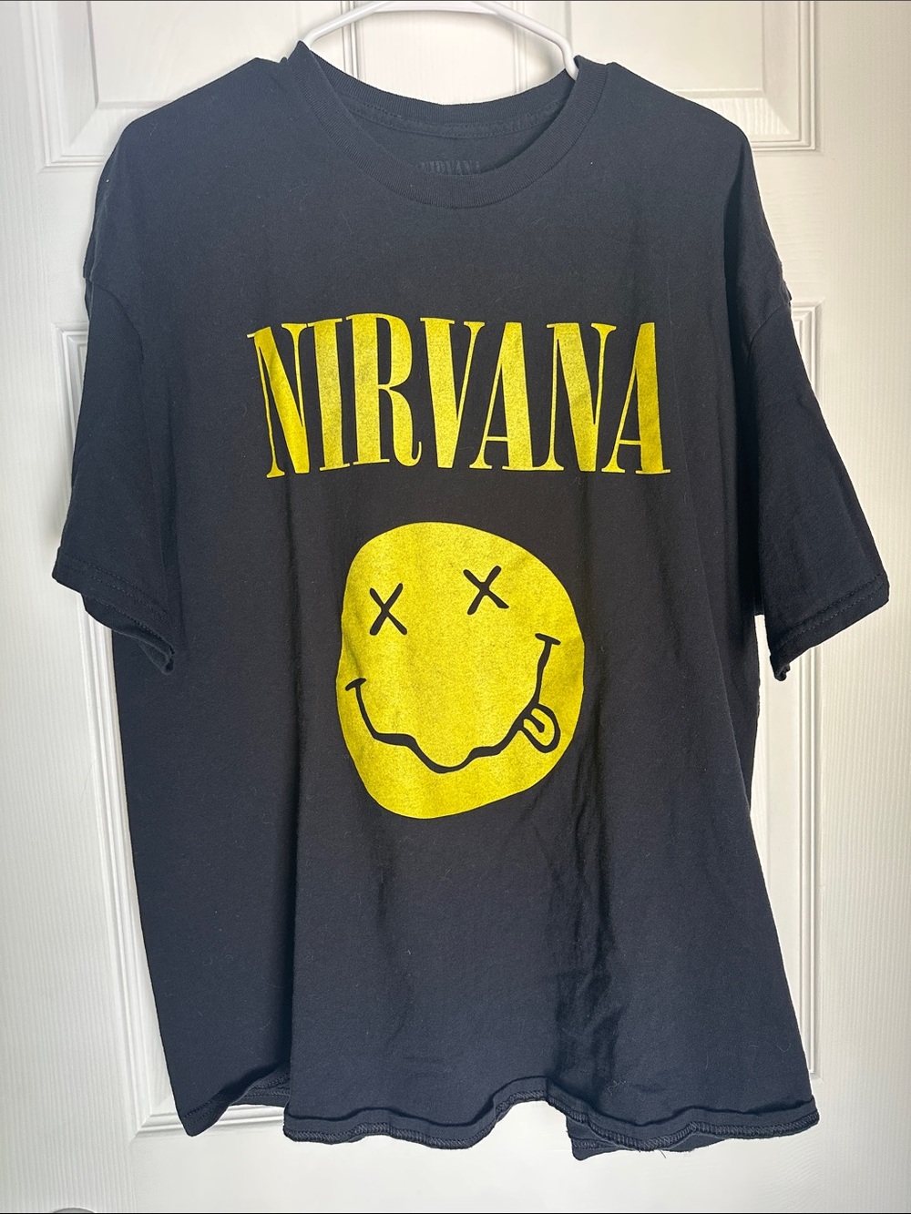 NIRVANA Black T-Shirt with Yellow Smiley Logo